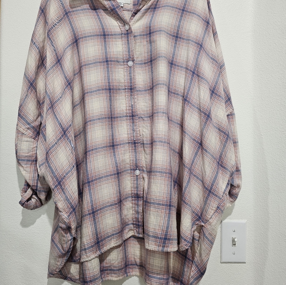 American Eagle AEO Women's Plaid Oversized Flannel Button Up Shirt Size - Picture 7 of 8